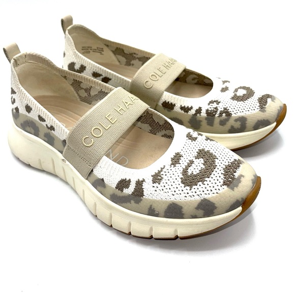 Cole Haan Zerogrand Flex Mary Jane Slip-On Ivory/White Cap Grey/Walnut Leopard - Picture 2 of 9